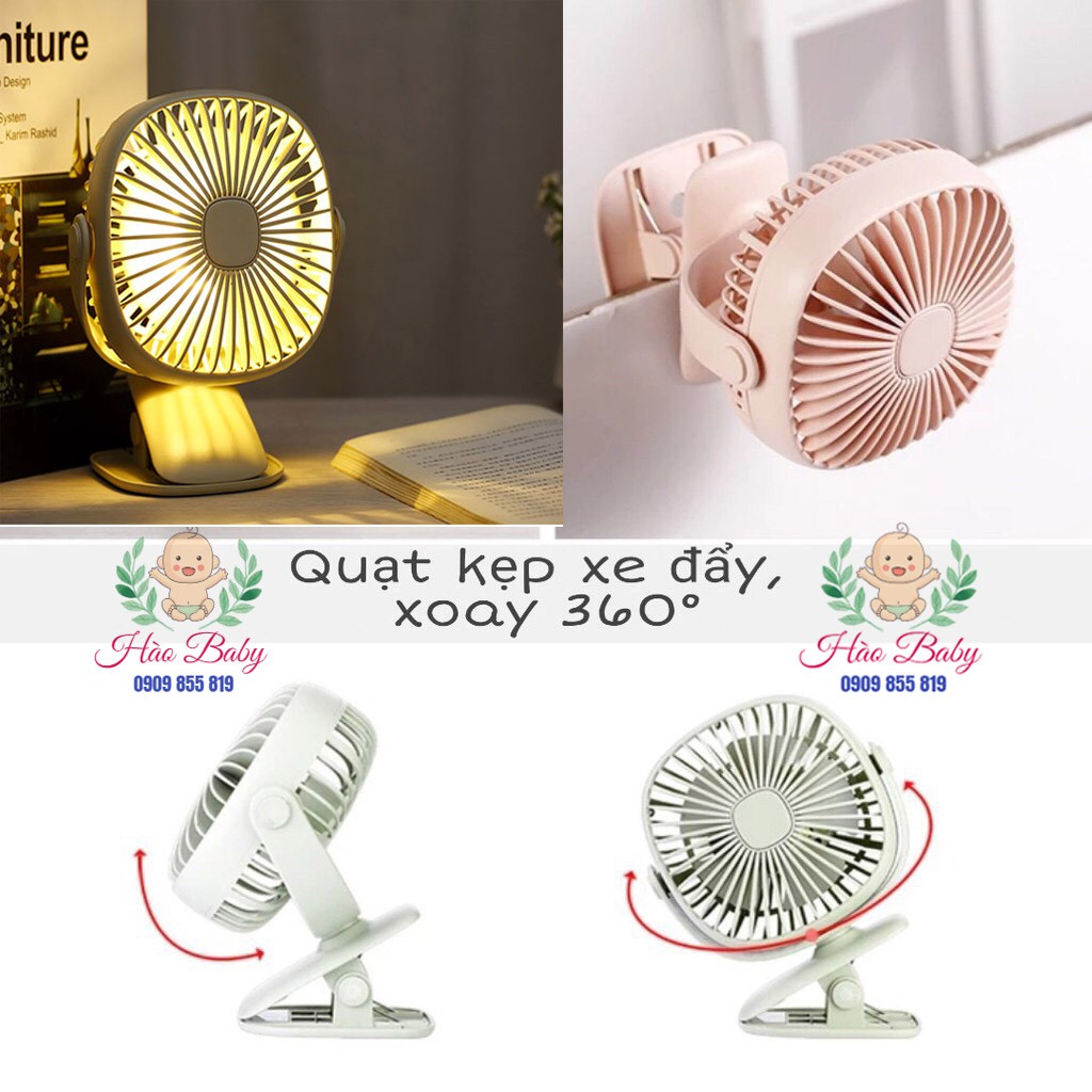 Quạt kẹp xe đẩy xoay 360 độ hiệu Fanghe