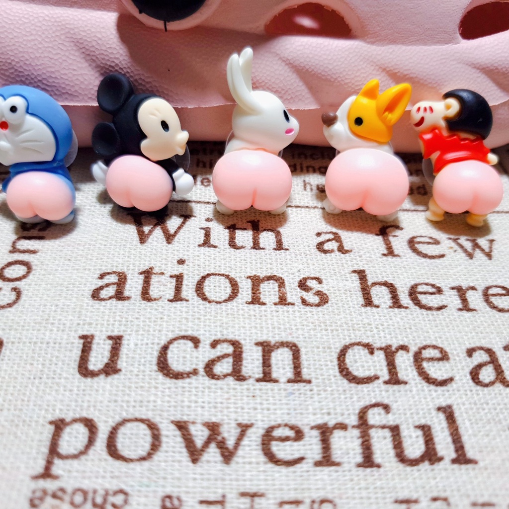 [ khoe mông xả stress ] Nút gắn hkdesign mẫu khoe mông loại đá cứng mô hình 3D - Sticker dép
