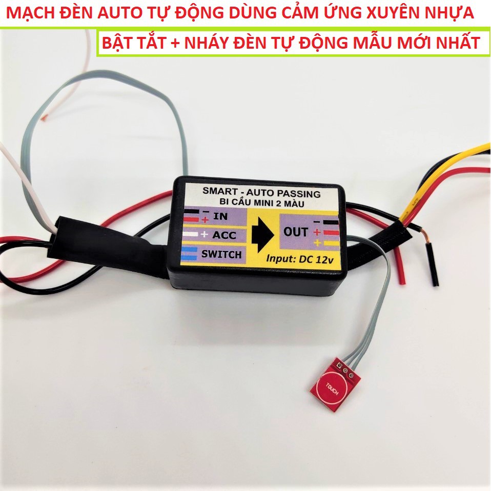 Công tắc cảm ứng Passing xuyên nhựa bật tắt + nháy đèn tự động độ xe máy