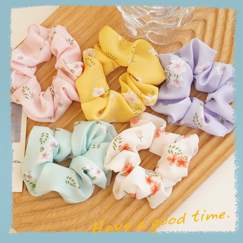 Dây Cột Tóc Lalila Scrunchies Hoạ Tiết Hoa Vintage Dễ Thương DC17