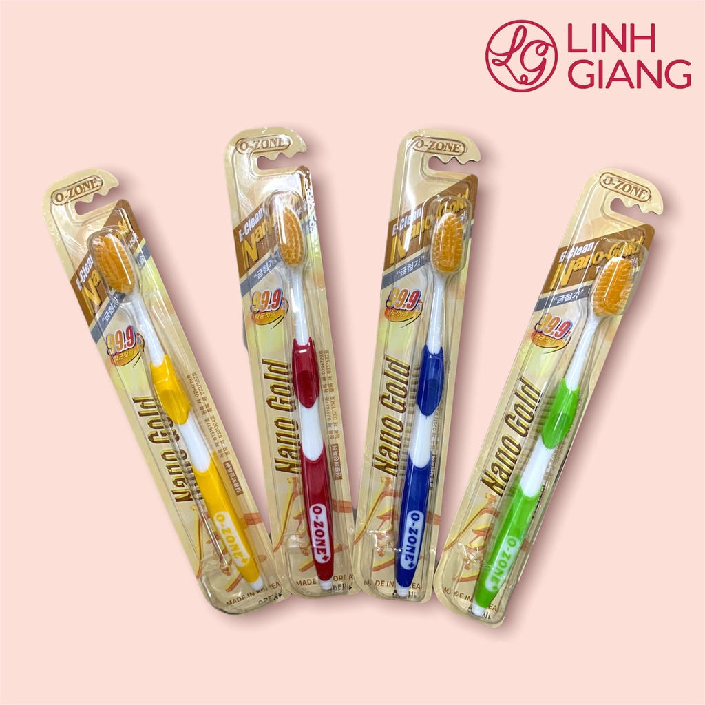Bàn chải đánh răng O-zone Nano Silver Nano Gold Hàn Quốc lông chỉ tơ siêu mềm diệt khuẩn Linh Giang chính hãng
