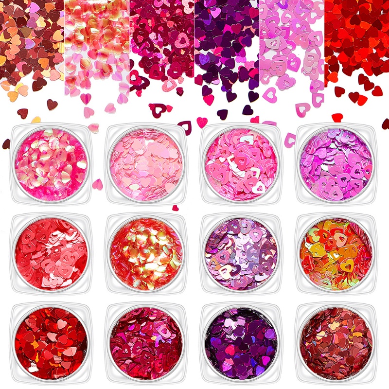 Hạt Kim Sa Hình Trái Tim Trang Trí Móng Tay DIY