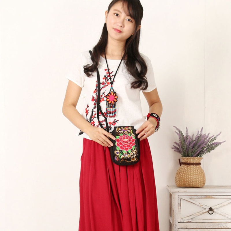 Túi Đeo Chéo Mini Thêu Họa Tiết Xinh Xắn Thời Trang Cho Nữ Ví