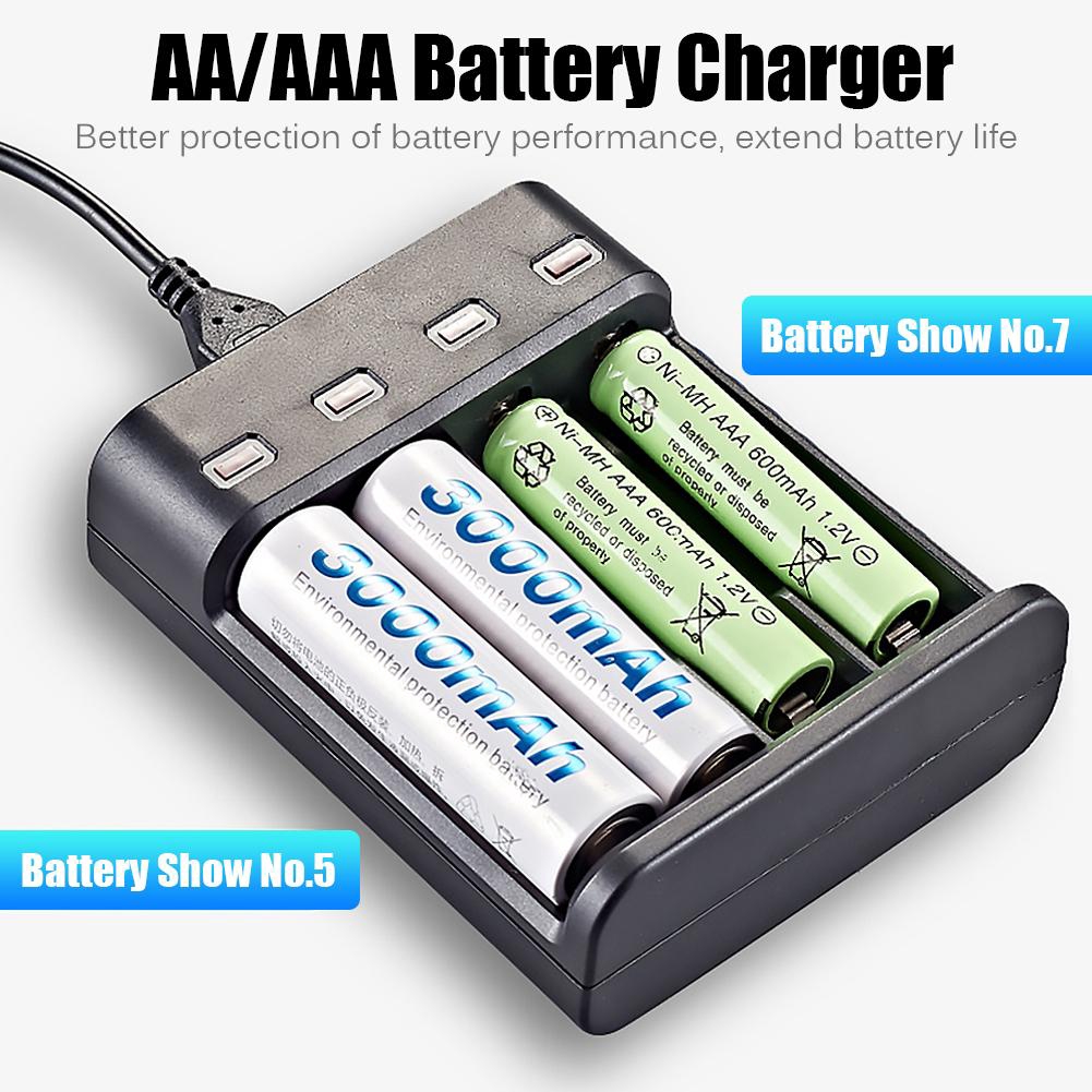 4 Slots Fast Charging Intelligent AA/AAA Rechargeable USB Battery Charger