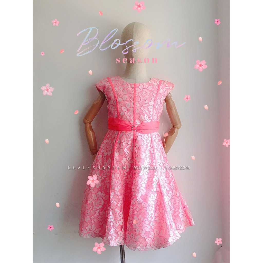 Đầm công chúa cao cấp, dạ hội, dự tiệc, bé gái màu hồng trắng dạ quang size 7 (T8)(USA) - DHDQ001
