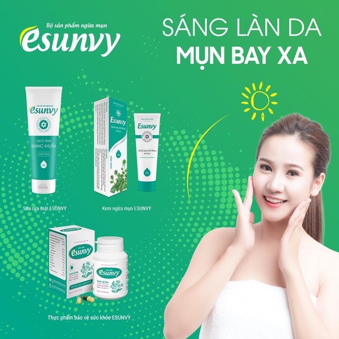 Sữa rửa mặt sạch mụn - Esunvy từ thảo dược, ngăn ngừa mụn đầu đen, mụn ẩn, mụn bọc, mụn cám, da dầu