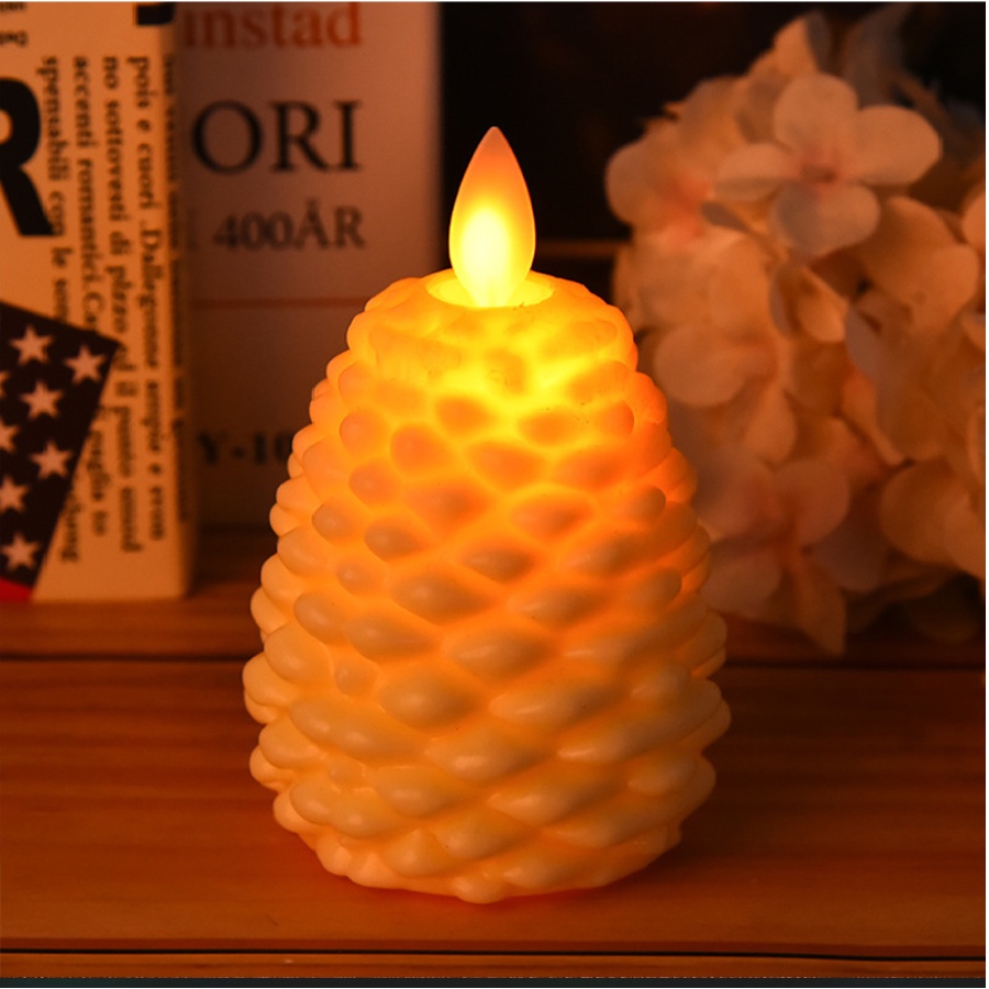 Nến trang trí hình quả thông-cây thông noel, nến điện tử trang trí giáng sinh, phụ kiện trang trí noel