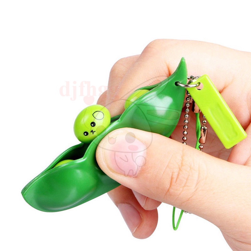 Móc khóa đồ chơi bóp tay kiểu dáng hạt đậu giảm căng thẳng cho người lớn trẻ em