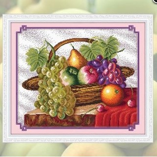 Tranh thêu chữ thập giỏ trái cây h1393 kt:60x50cm