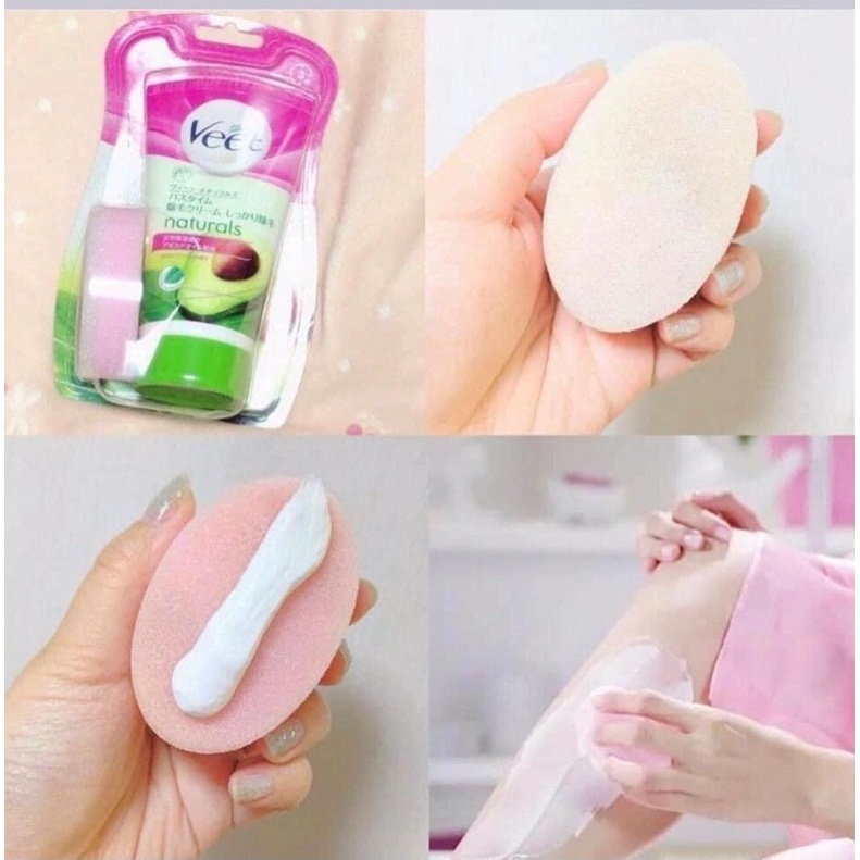 Kem tẩy lông Veet Nhật Bản tuýp 150g kèm bông sponge