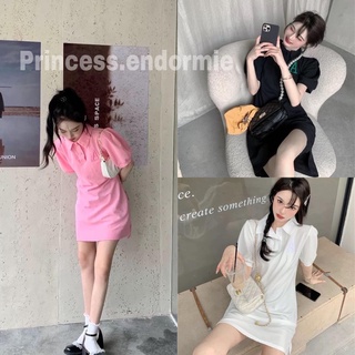 Đầm polo dáng suông tay phồng phong cách thời trang nữ