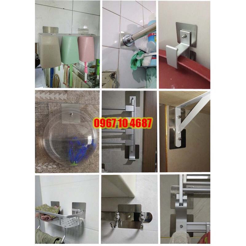 Miếng dán thanh chắn giường inox, miếng dán không cần khoan đục, chịu lực chắc chắn,gắn treo các vật dụng