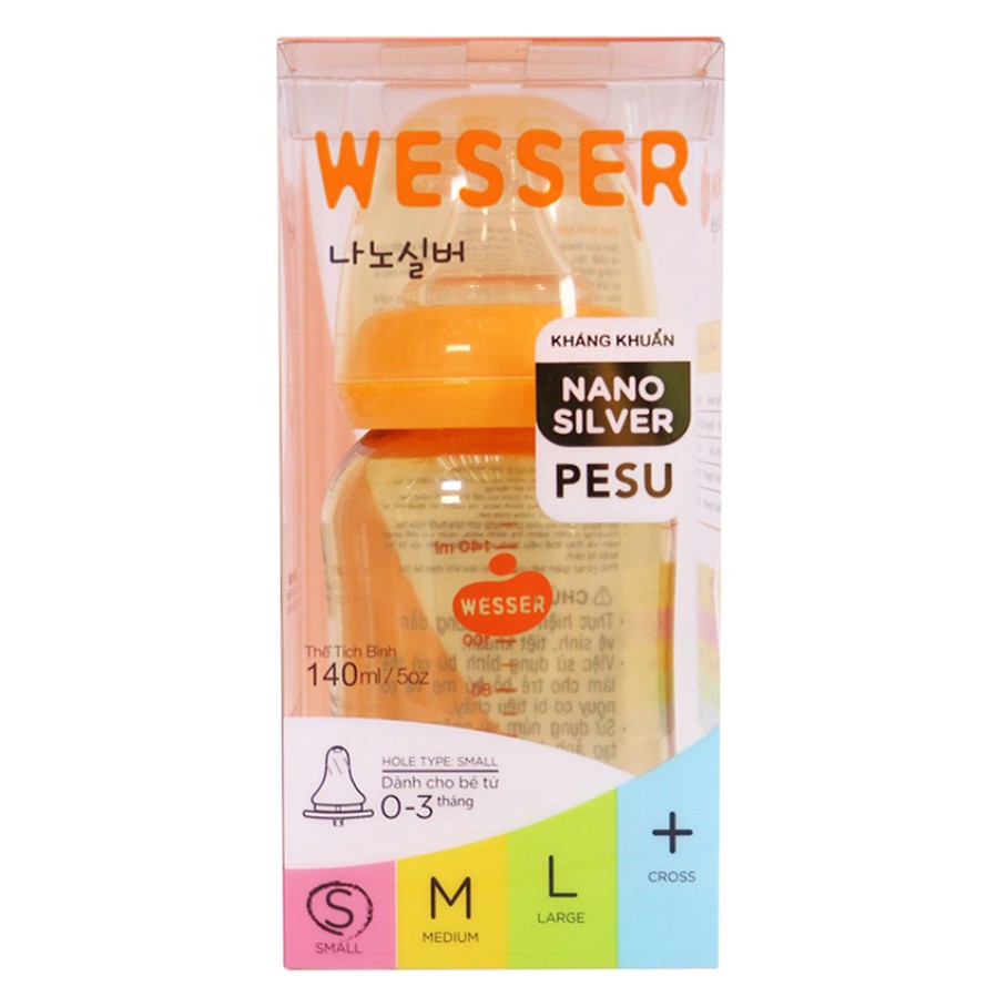 Bình sữa WESSER PESU CỔ HẸP 140ML (HÌNH SHOP CHỤP)