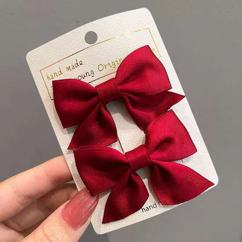 Set 2 kẹp nơ màu đỏ vàng hồng cho bé gái xinh xắn chất đẹp