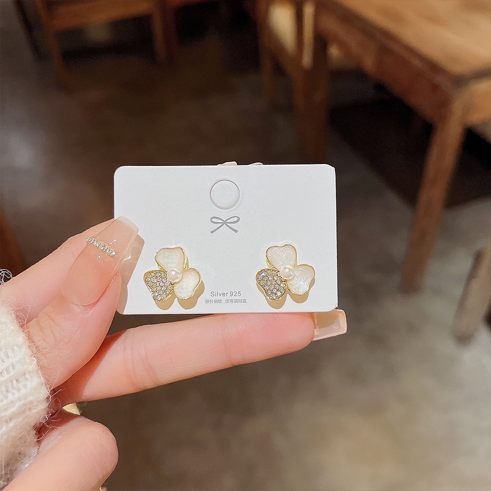 XiaoboACC Hoa Tai Kim Bạc 925 Hình Hoa Đính Ngọc Trai Thời Trang Cho Nữ