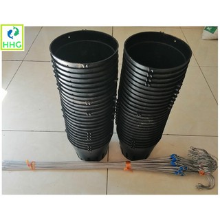 COMBO 50 CHẬU NHỰA TRỒNG LAN FI 16 + 50 MÓC KẼM (70CM) TREO CHẬU SIÊU BỀN!