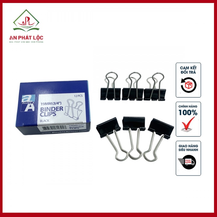 Kẹp Bướm Double A 19mm (12 Chiếc/Hộp)