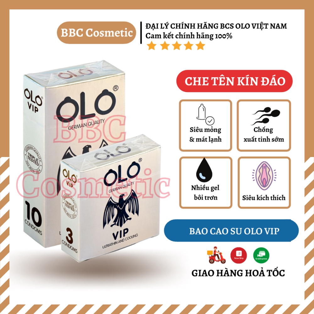 Bao Cao Su OLO VIP Siêu Mỏng 0.02mm Chống Xuất Tinh Sớm Hương Bạc Hà Có Tinh Chất Làm Mát Hàng Việt Nam Chất Lượng Cao