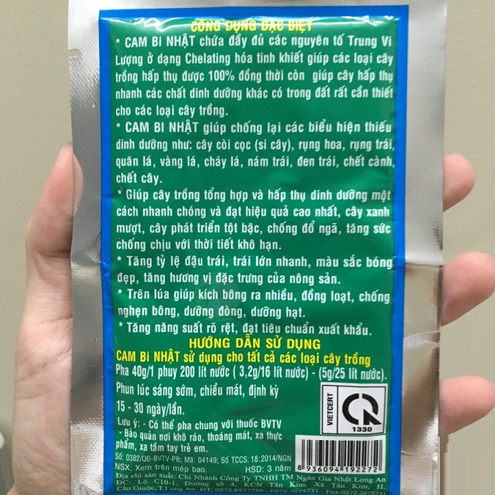 Combo 5 gói phân bón lá bổ sung trung vi lượng Cam bi nhật  siêu tăng trưởng bổ dưỡngcho cây trồng gói 40g