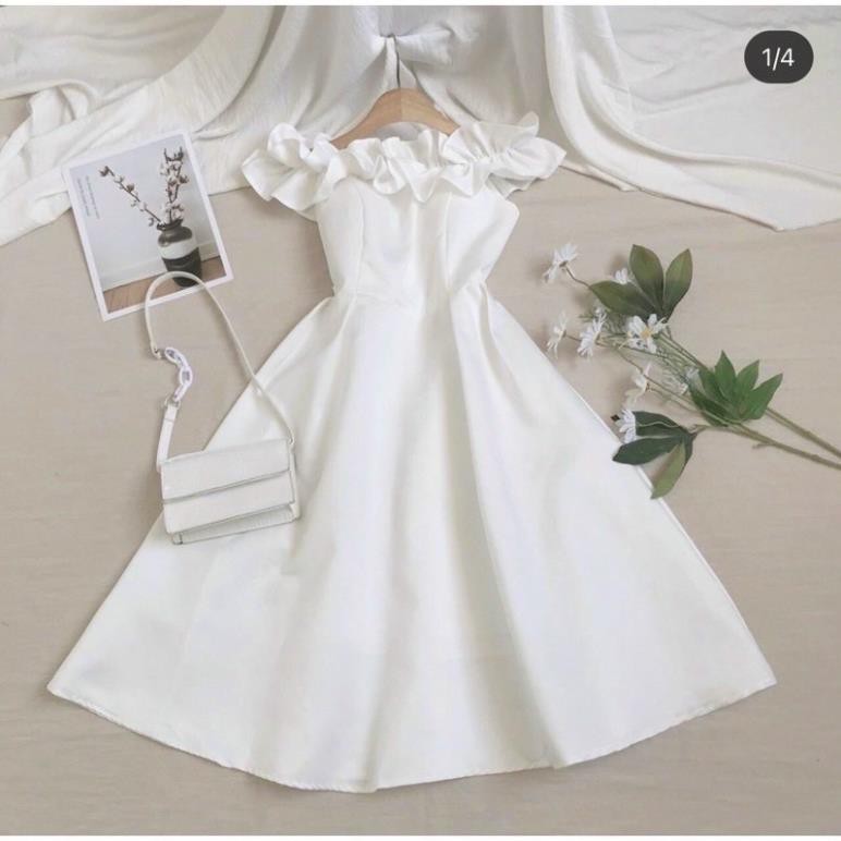 [Ảnh thật/Video]Đầm trắng trễ vai Victoria thiết kế bồng bềnh Váy trắng công chúa đẹp nhẹ nhàng  ྇
