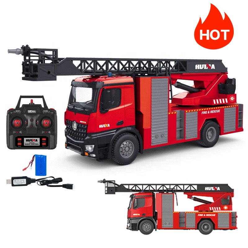 Xe cứu hoả huina 1561 Xe chữa cháy điều khiển từ xa RC hulna 561 Fire trucks cẩu thang phun nước, đèn led