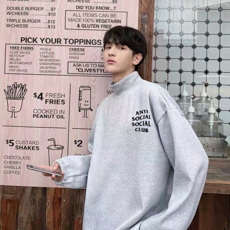 Áo sweater nỉ bông unisex dưới freesize - Anti social social club