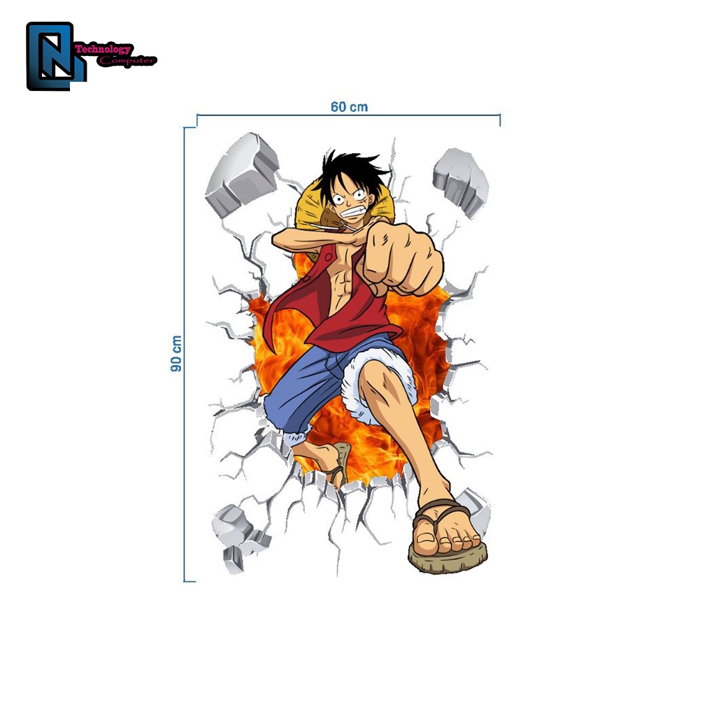 Dán Tường 3d One Piece Luffy Hình Nhân Vật Hoạt Hình