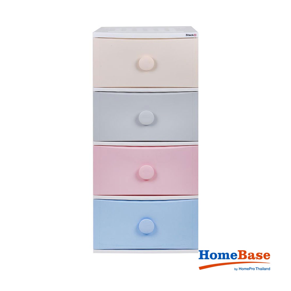 HomeBase STACKO Tủ nhựa 4 tầng Thái Lan W56xH125xD45cm màu Pastel