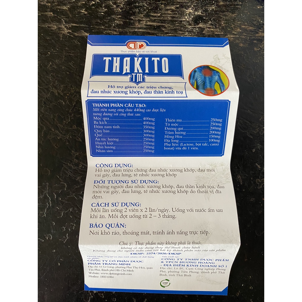 Viên Uống Thakito Hỗ Trợ Thần Kinh Tọa Hộp 40 Viên Tốt Cho Người Sử Dụng