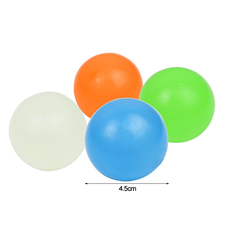 4 bóng dạ quang có độ nảy cao/ dính tường 4.5 cm dành cho trẻ em