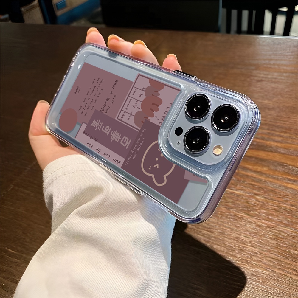 Ốp Điện Thoại Trong Suốt In Hình Gấu Và Chữ Cho iphone 14 Plus 11 13promax 12 7Plus X XS Max 7 8 SE 2020