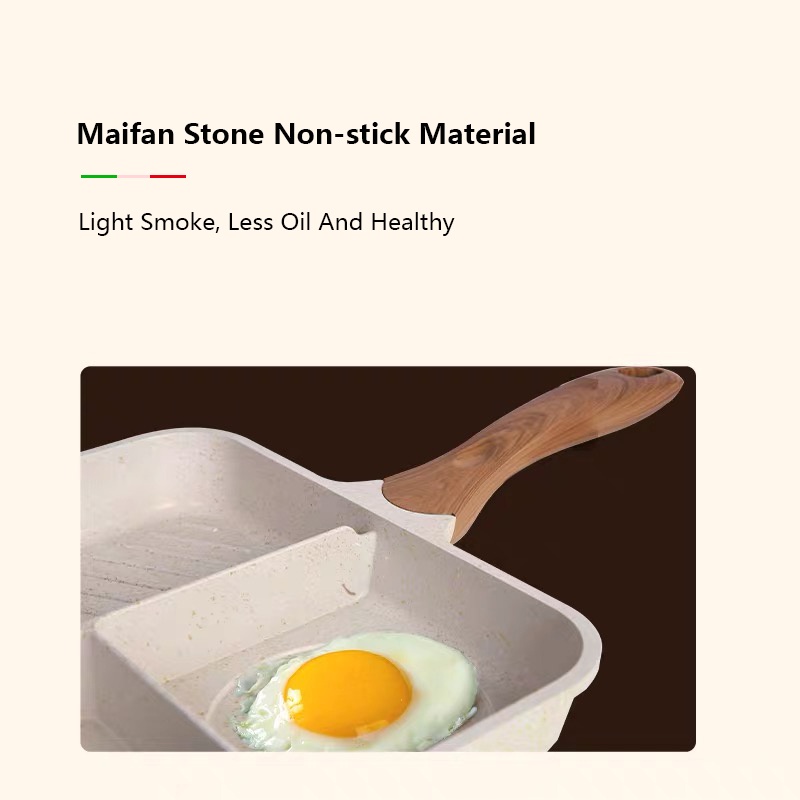 JEETEE Chảo Chiên Trứng Hình Vuông 28cm 3 Lỗ Chống Dính