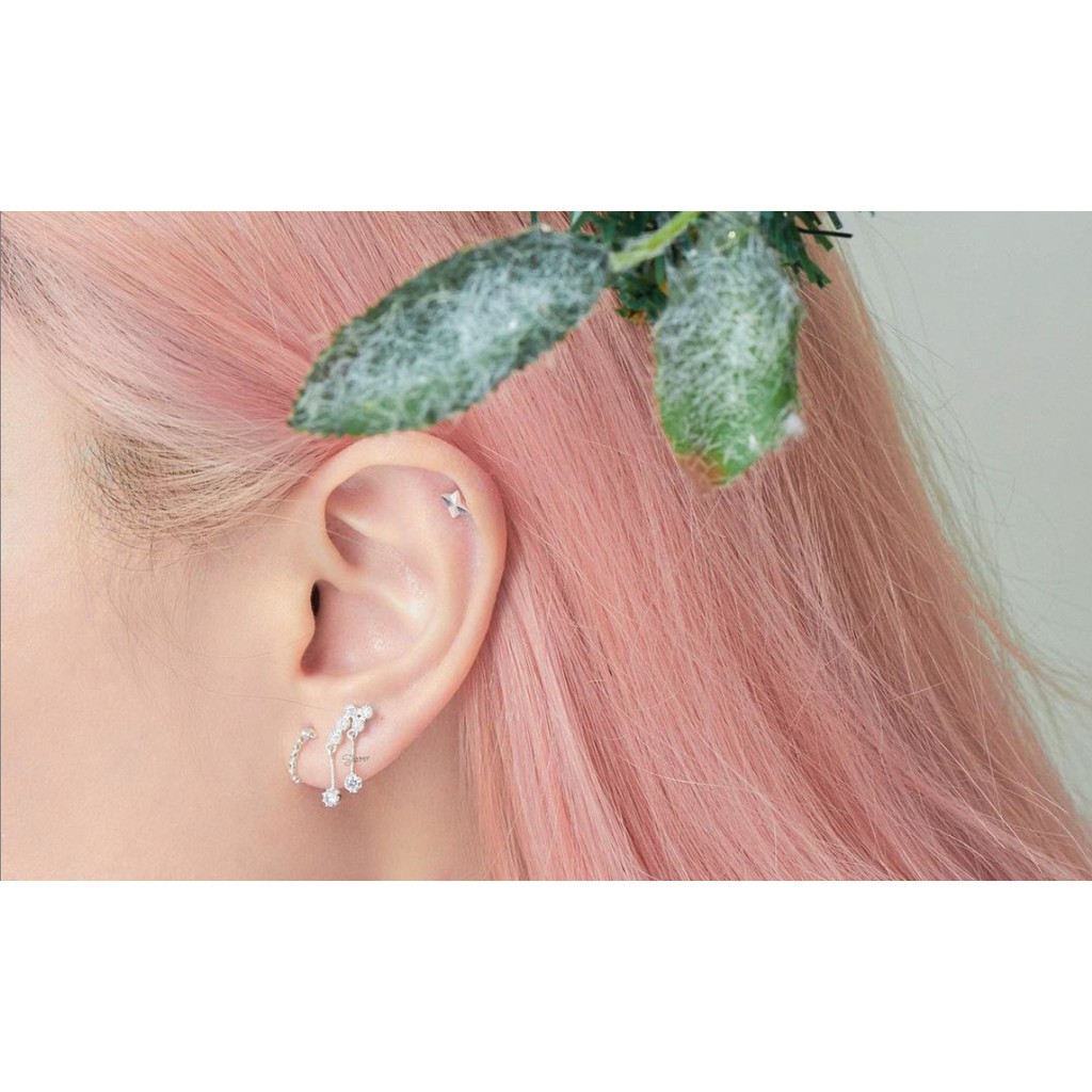 Bông Tai, Khuyên Tai, Hoa Tai Nữ Bạc 925 Cao Cấp SHIMMER SILVER TWINKLING Thiết Kế Độc Lạ Lấp Lánh