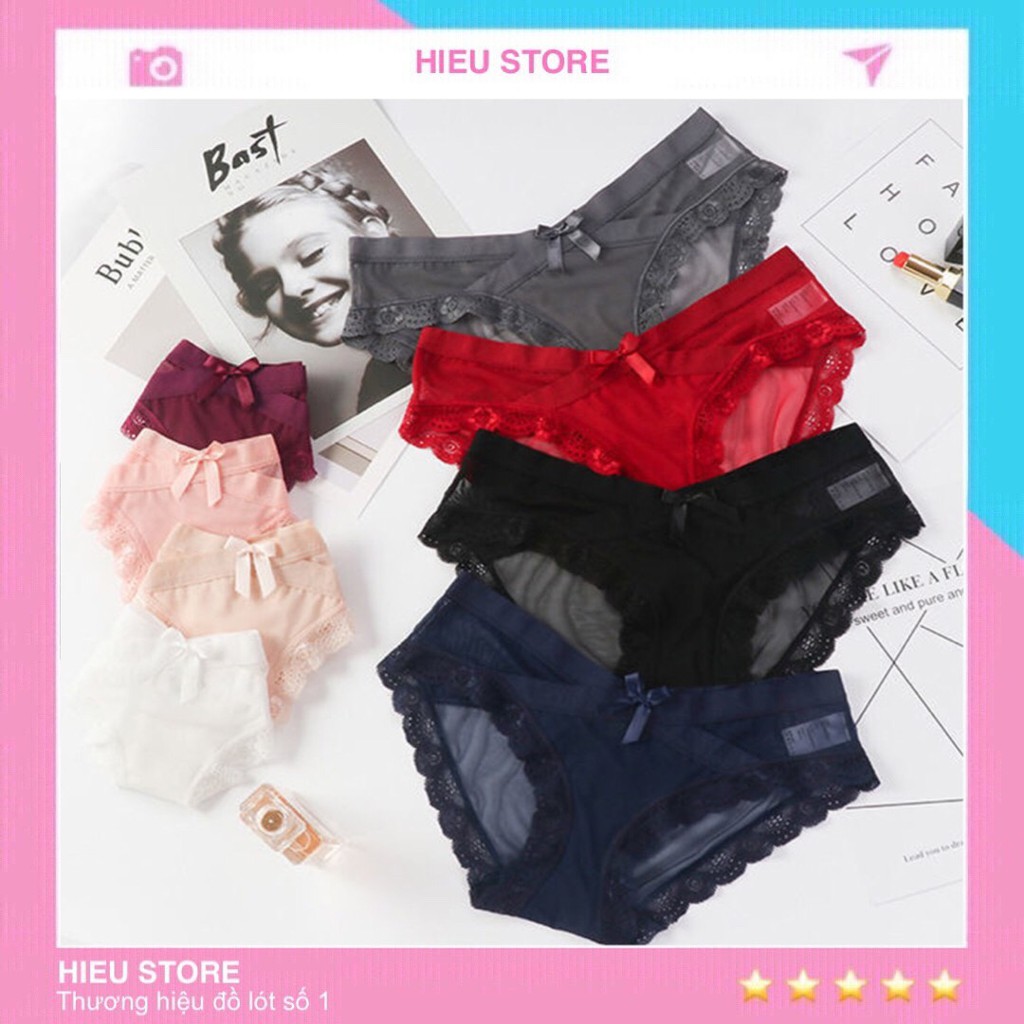 Quần Lót Nữ Ren Cạp Chéo Thắt Nơ, Quần Lót Ren Mềm Mại Hieu Store24h - 5779