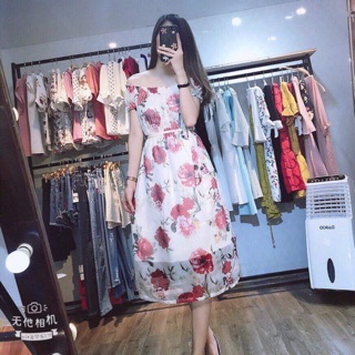SỈ=LẺ Đầm maxi hoa trễ vai CC