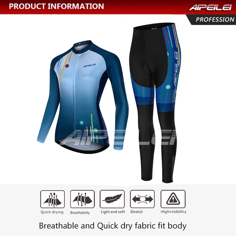 Bộ Quần Áo Chạy Xe Đạp Tay Dài Có Khóa Kéo Aipeilei Cho Nữ