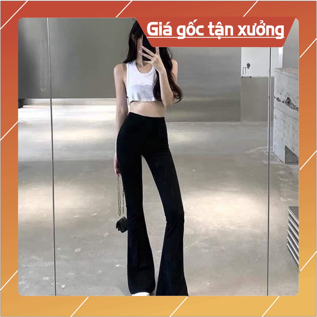 Quần Ống Loe Nữ Cạp Cao Dáng Dài, Quần Legging Nữ Ôm Ống Loe Nên From Xinh Tôn Dáng Có Bigsize