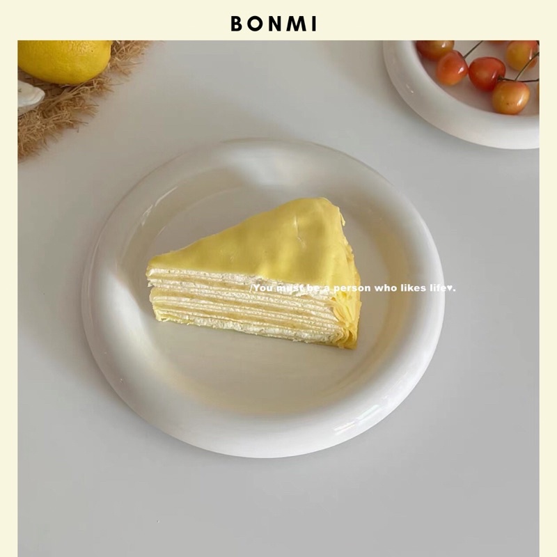 Đĩa sứ viền lồi decor phong cách Hàn Quốc