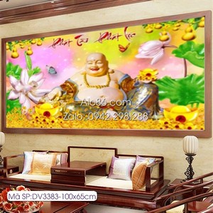 Tranh thêu phật di lạc KT:100x50cm,tranh chưa thêu .Tặng kéo và xỏ chỉ.