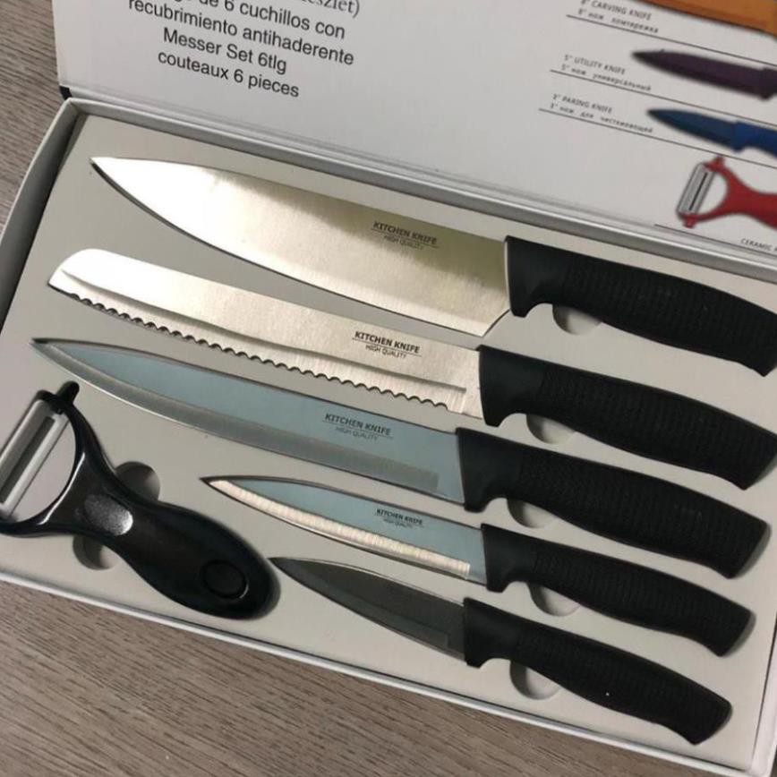 Bộ dao 6 món kitchen knife cao cấp kèm dụng cụ nạo