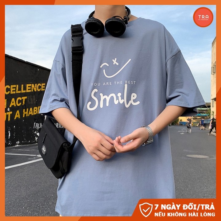 Áo thun tay lỡ nam unisex form rộng chất đẹp mát co dãn 4 chiều in Smile cá tính NTL135 | BigBuy360 - bigbuy360.vn