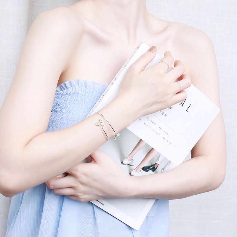 Vòng đeo tay nữ Vòng đeo tay lá ngọc bích có thể điều chỉnh đơn giản