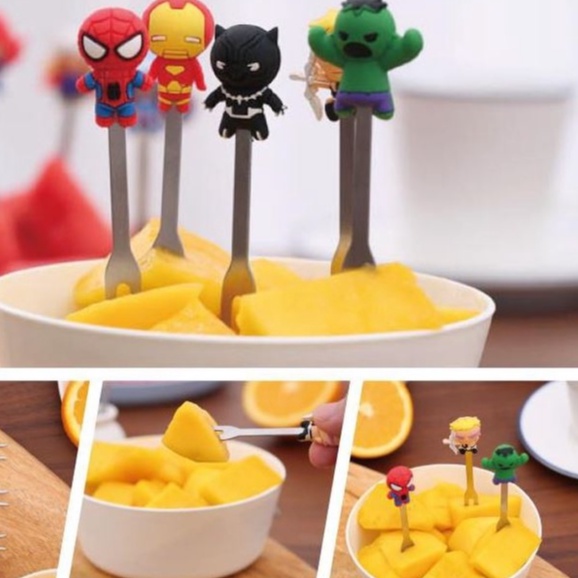 8 nĩa ăn trái cây XIAODUOJIAJU hình nhân vật Avengers xinh xắn