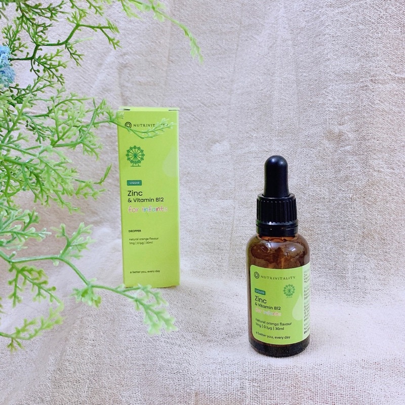 ￼Kẽm giọt Nutrivitality Zinc &amp; Vitamin B12 Dropper cho trẻ từ sơ sinh