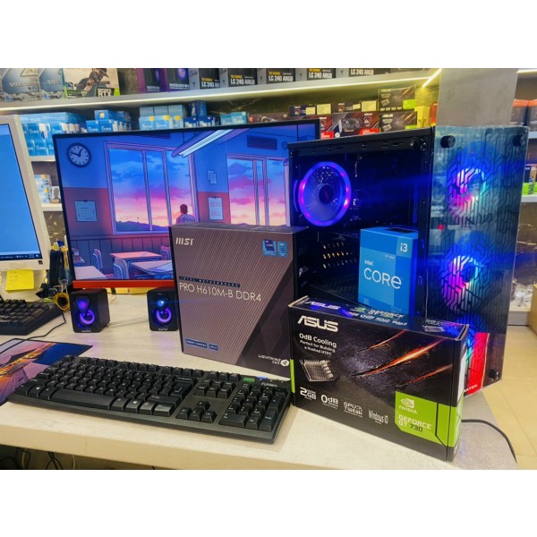 Máy Tính Bàn Chơi Game Giá Rẻ Full Bộ/CASE PC H610+I3 12100F+RAM 8G+VGA 2G DDR5 +Nguồn 500w+SSD 128G + VỎ LED Mới Nhất