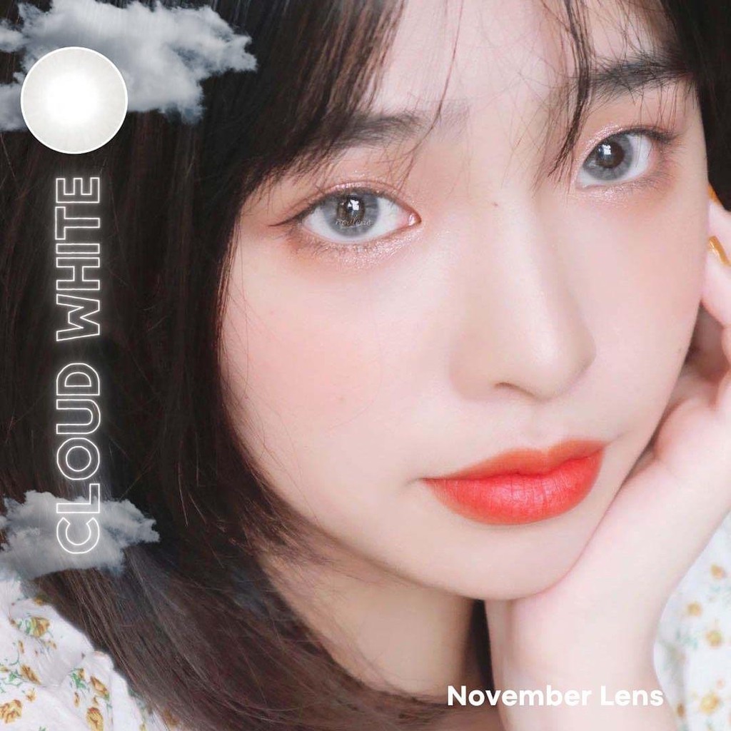 Kính áp tròng Cloud White Hàn Quốc màu xám tây không viền