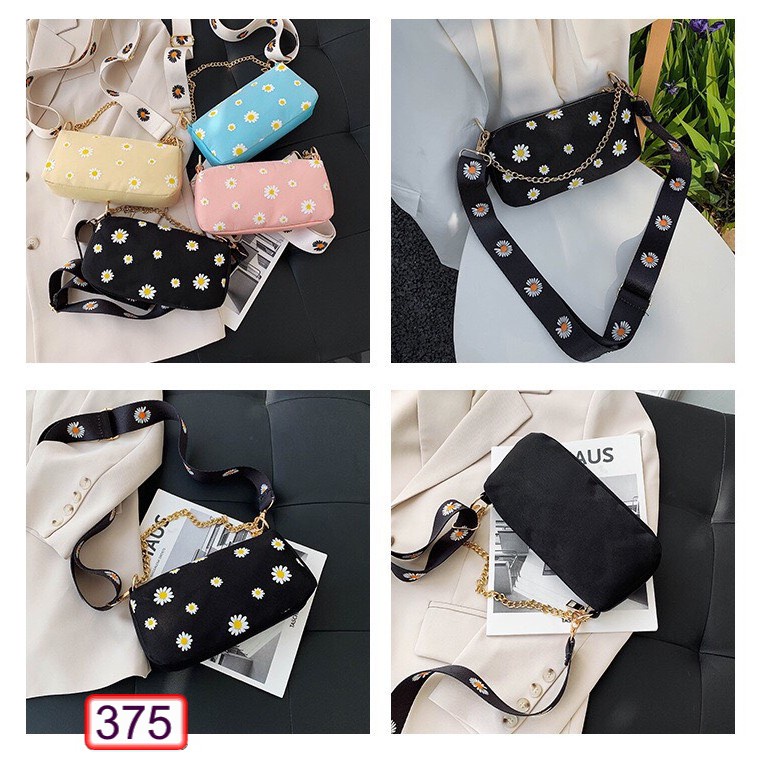 Túi Đeo Chéo Vải Dây Xích Hoa Cúc 375 Nhiều Màu Hot Trend - Hazo
