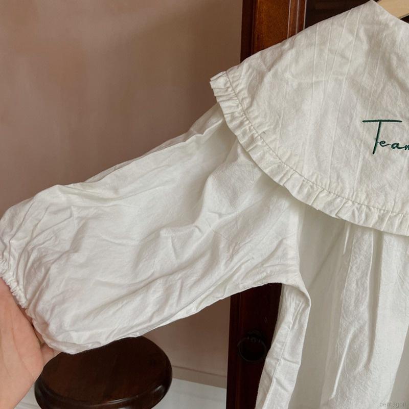 Bộ áo sơ mi cổ bẻ tay dài + chân váy yếm kẻ sọc caro dễ thương cho bé gái 3-8 tuổi