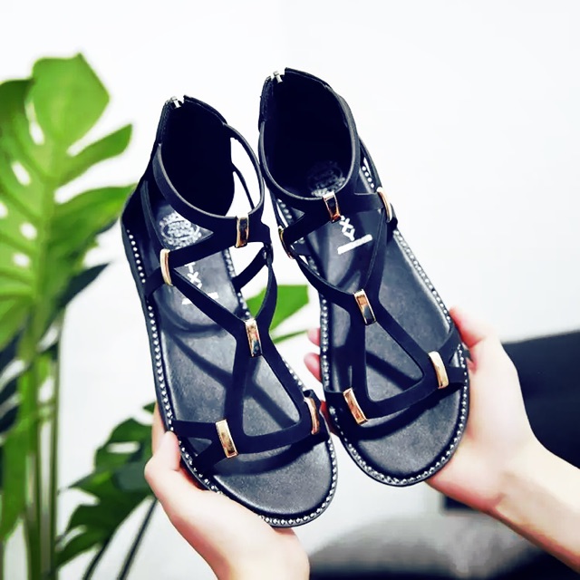 Giày sandal nữ mùa hè 2018 mới phẳng giản dị phiên bản Hàn Quốc