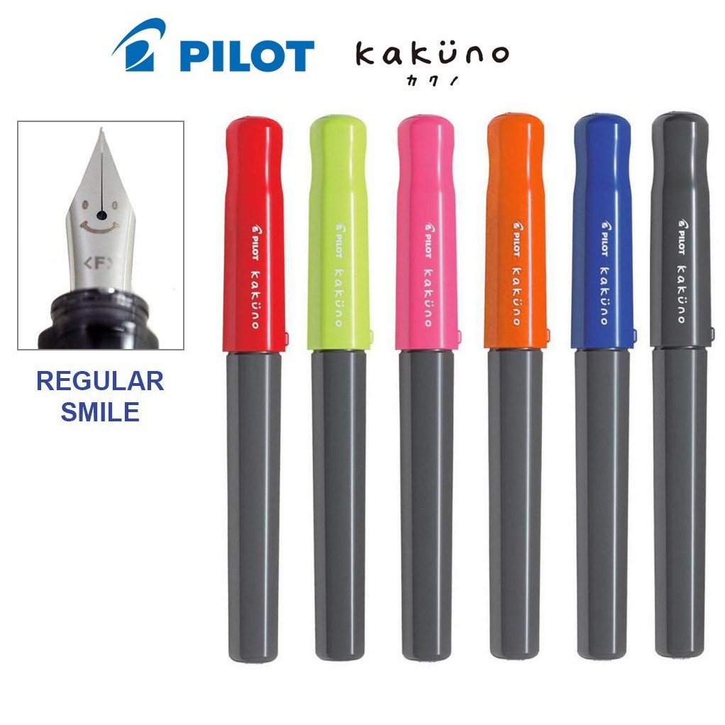 Bút máy Pilot Kakuno - Fine Nib (F - Nét to) - Thân đen / Nắp xanh dương